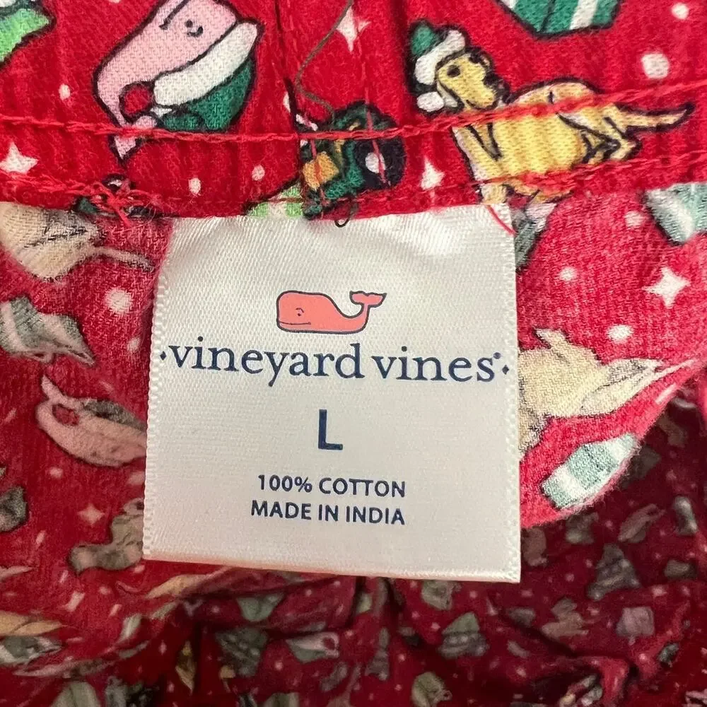 Vineyard Vines Mens L Preppy Coastal Old Money Christmas Dog Whale Pajama Pants